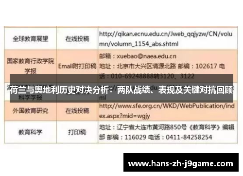 荷兰与奥地利历史对决分析：两队战绩、表现及关键对抗回顾